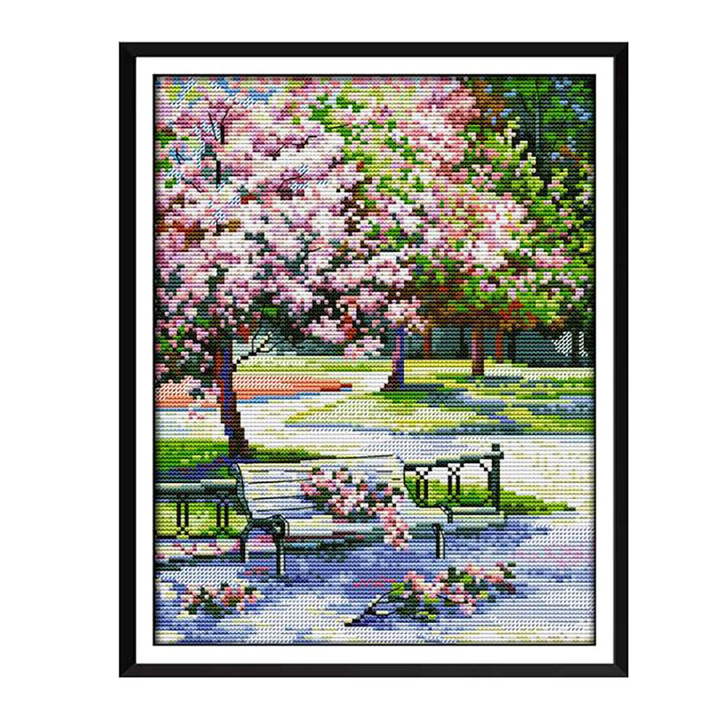 Embroidery Cross Stitch Kits Pre-Printed Pattern Needlework - Spring Scene