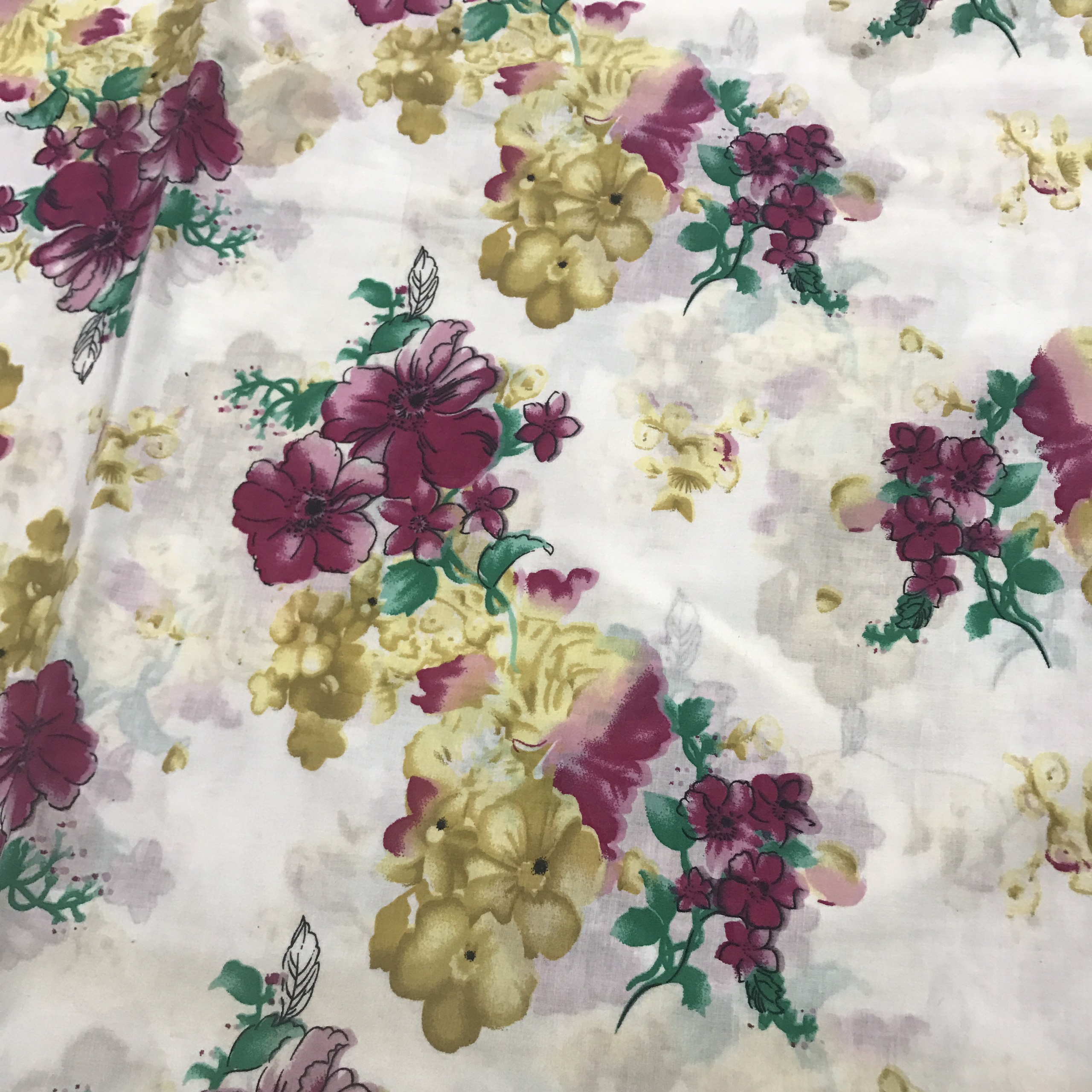 Vải thô boi lụa mỏng siêu mềm mát họa tiết hoa dâm bụt 2 màu
