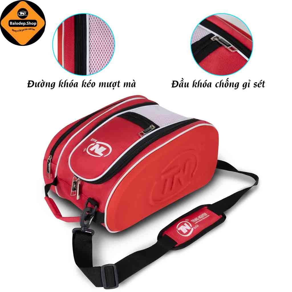 Túi Đựng Giày Thể Thao TNBags TN.B 9002 Màu Đỏ – Ngăn Rộng, Sang Trọng, Chống Nước, Logo Dập Nổi Cá Tính, Dây Đeo Thoải Mái!