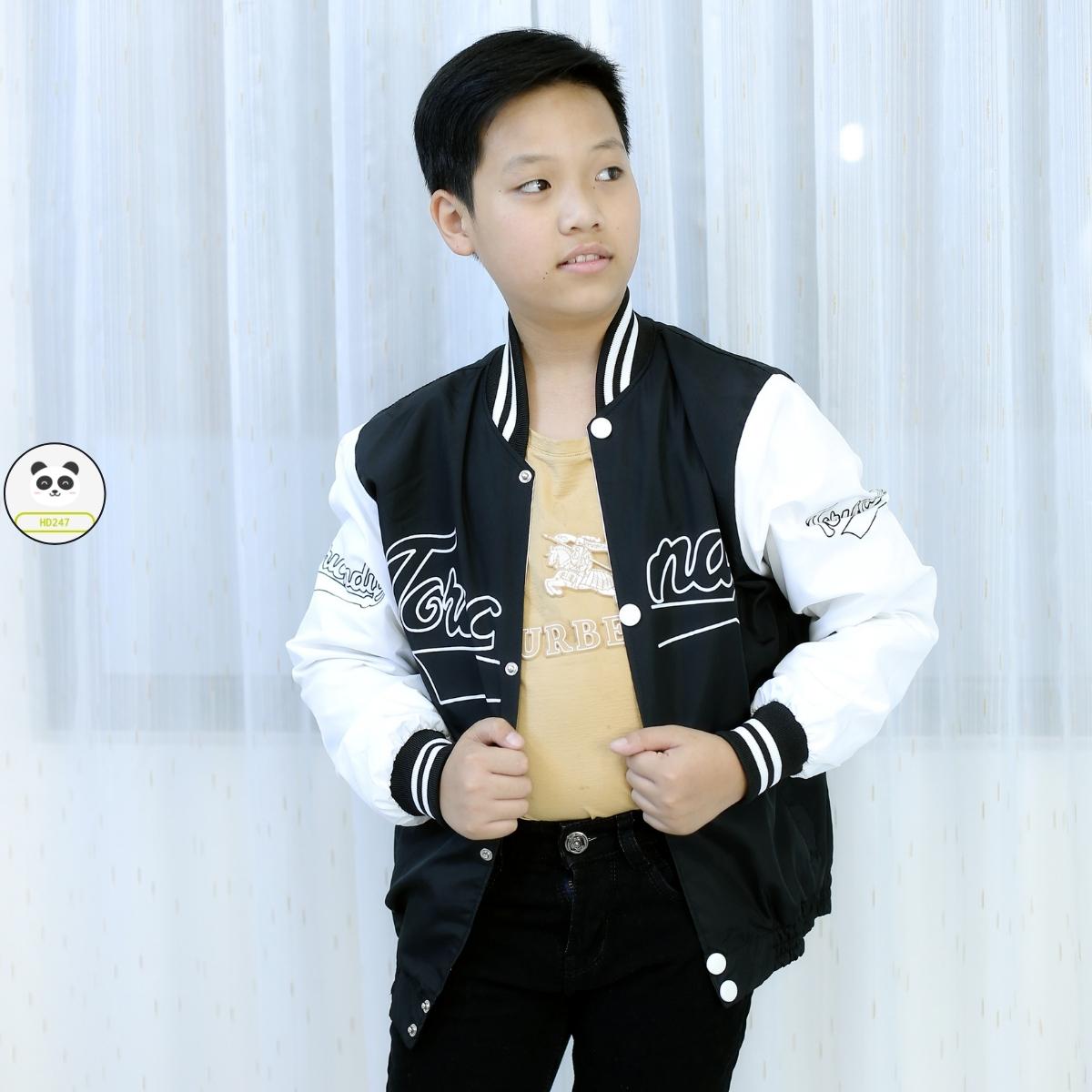 Áo khoác trẻ em bé trai unisex in hình cá tính size đại form 14 42kg 0318 D