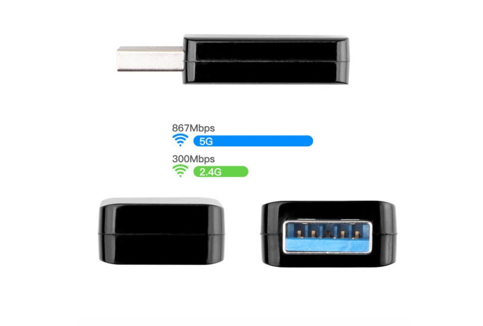 USB Nâng cấp WiFi 5G dễ dàng với USB 3.0, WIFI siêu tốc 1200Mbps, hai băng tần, có 5GHz cho máy bàn PC - Hàng nhập khẩu