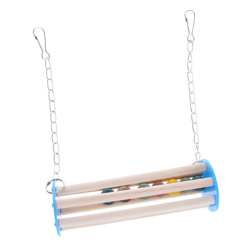 Chinchilla Squirrel Parrot Bird Wooden Swing Grinding Toy Cage Hanging Perch