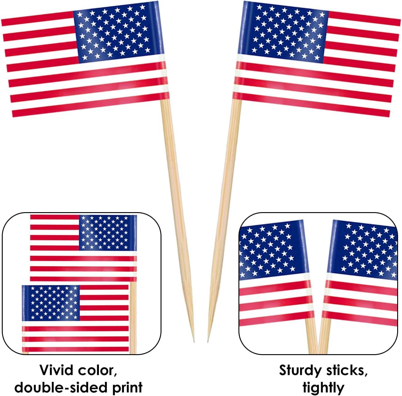 100 World Cup 2022 America Cake Toppers Cờ Tăm, USA American Cocktail Stick Flag for Sandwich Food CupCake Toppers Tableware Party