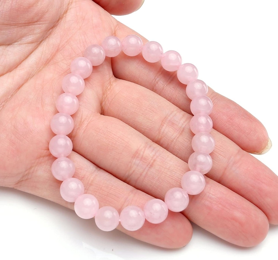 Vòng tay đá thạch anh hồng thiên nhiên cho Nữ văn phòng làm trang sức