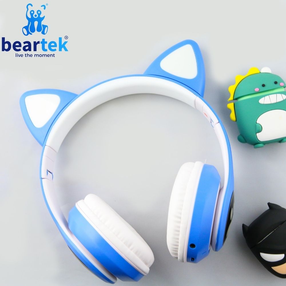 Tai Nghe Mèo Bluetooth BEARTEK Chụp Tai HP000028 Headphone Tai Mèo Dễ Thương Có Mic Âm Bass Mạnh Mẽ Bảo – Hàng Chính Hãng