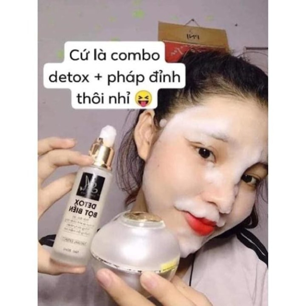 Combo Kem Face Pháp + Detox Bọt Biển Acosmetics Kem dưỡng trắng da mặt - Giúp ngăn ngừa mụn, thâm nám tàn nhang,Hiệu quả chỉ sau 1 tuần