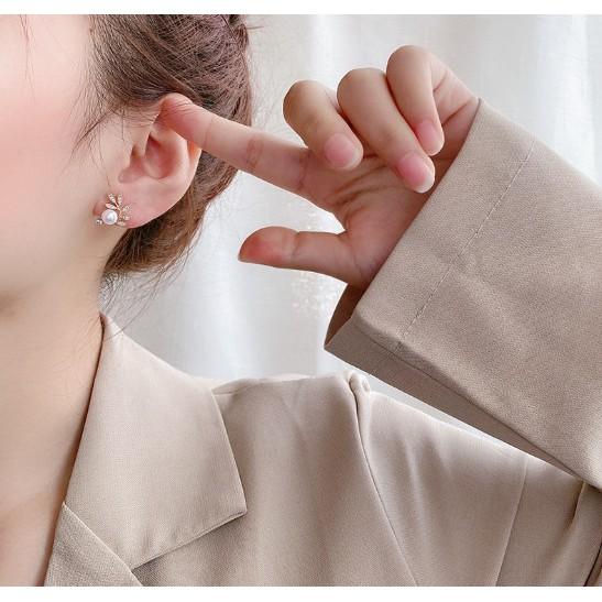 Khuyên Tai Chiếc Lá Đính Đá Cao Cấp, Phong Cách Hàn Quốc, BT11