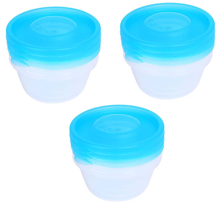 Bộ 2 set 3 hộp đựng thực phẩm nắp tròn nắp xanh K293-3 250ml Nội địa Nhật Bản