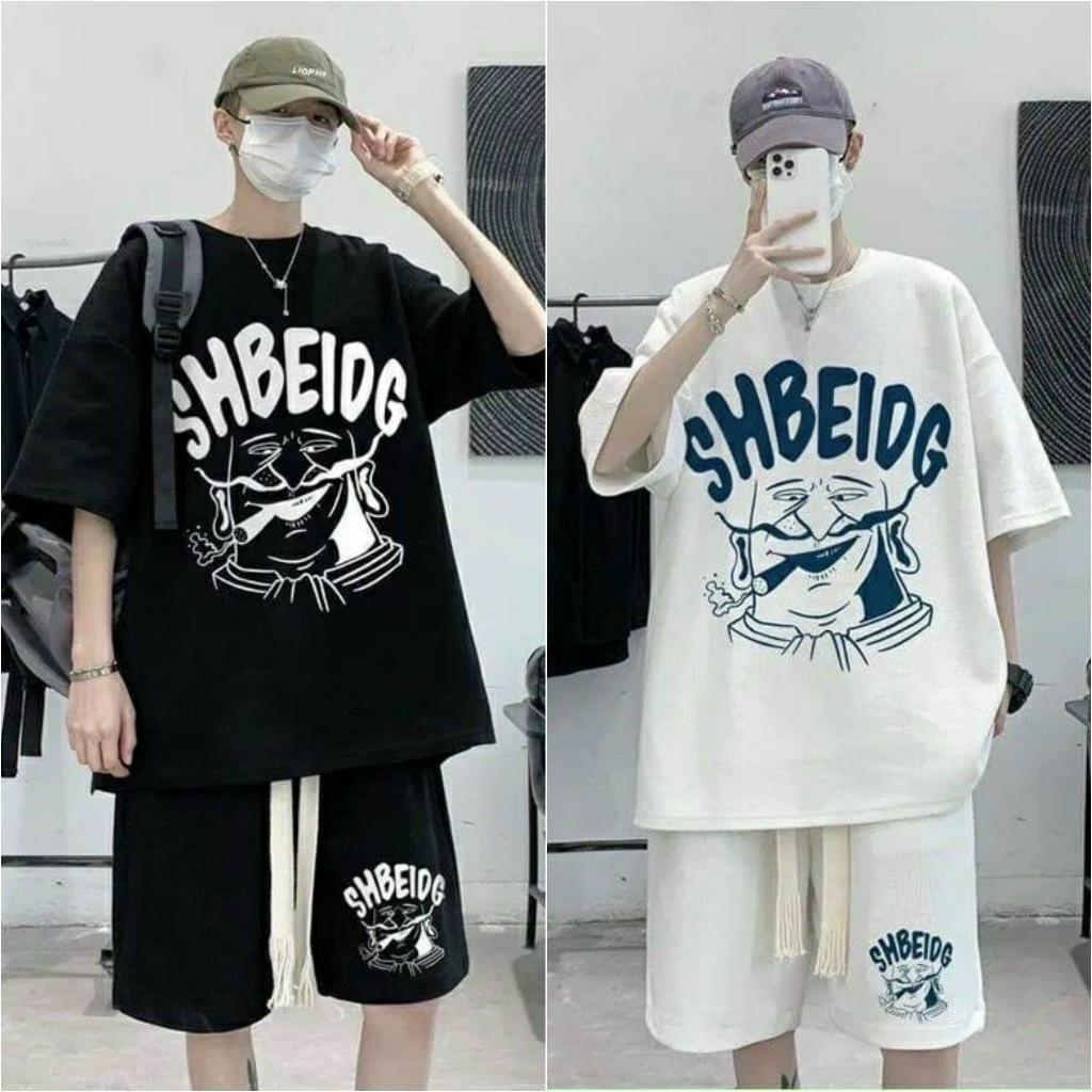 Bộ đồ nam mặc hè mẫu mới 2023 thiết kế in chữ SHB.EIDG 2 màu đen trắng cực đẹp, mặc mát thích hợp mùa hè
