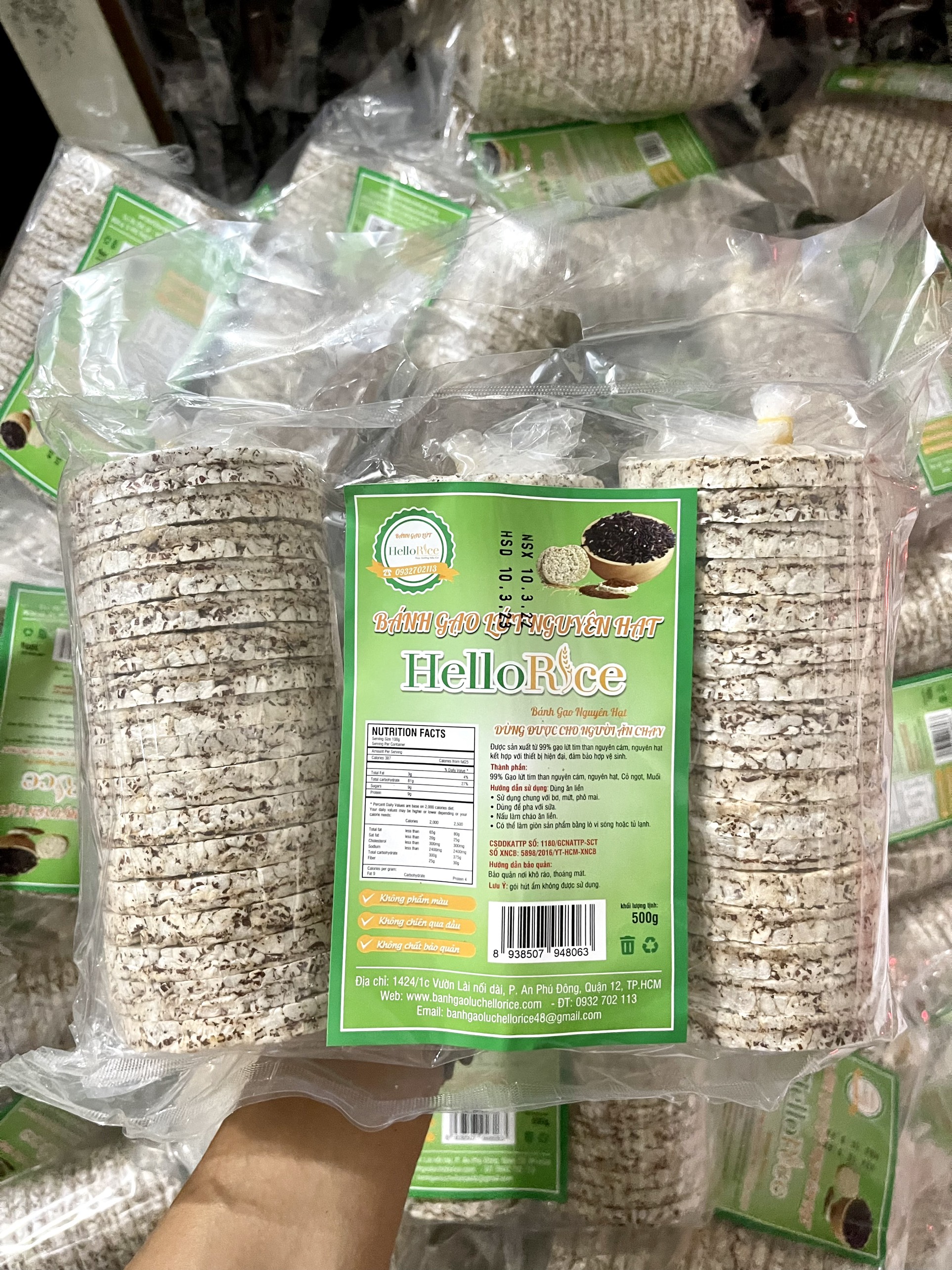 Bánh gạo lứt nguyên hạt - túi 500g  - ăn kiêng, healthy, giảm cân, tiểu đường