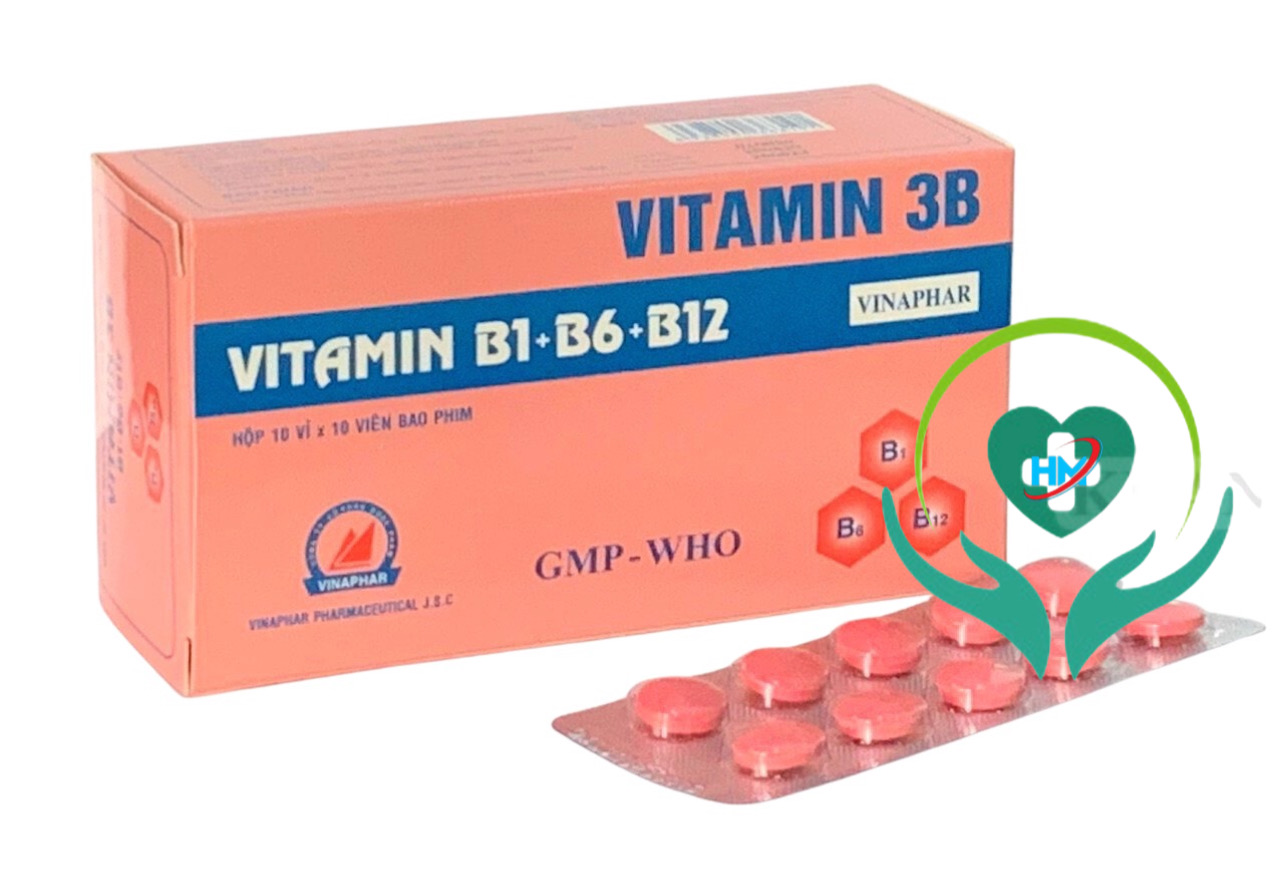 ￼VITAMIN 3B  - B1,B6,B12- Hộp 100 viên nén  Vinaphar -Hỗ trợ cải thiện tình trạng thiếu hụt vitamin nhóm B