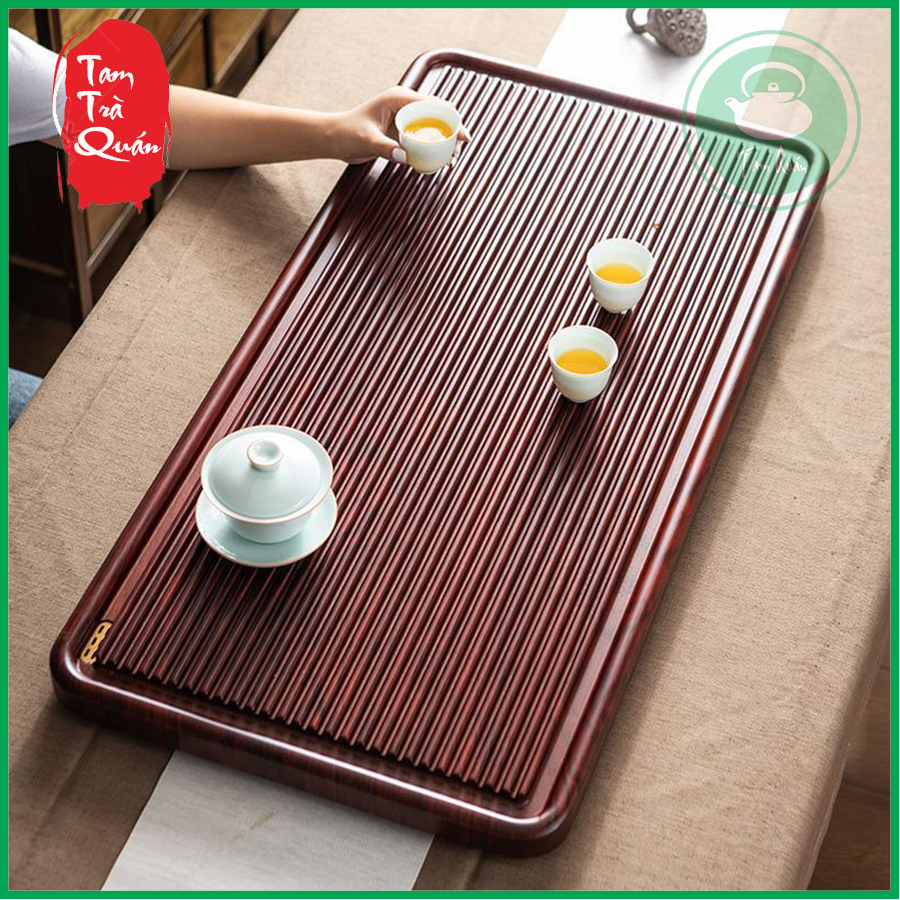 Khay trà gỗ dáng phíp 60x32cm có lỗ thoát nước