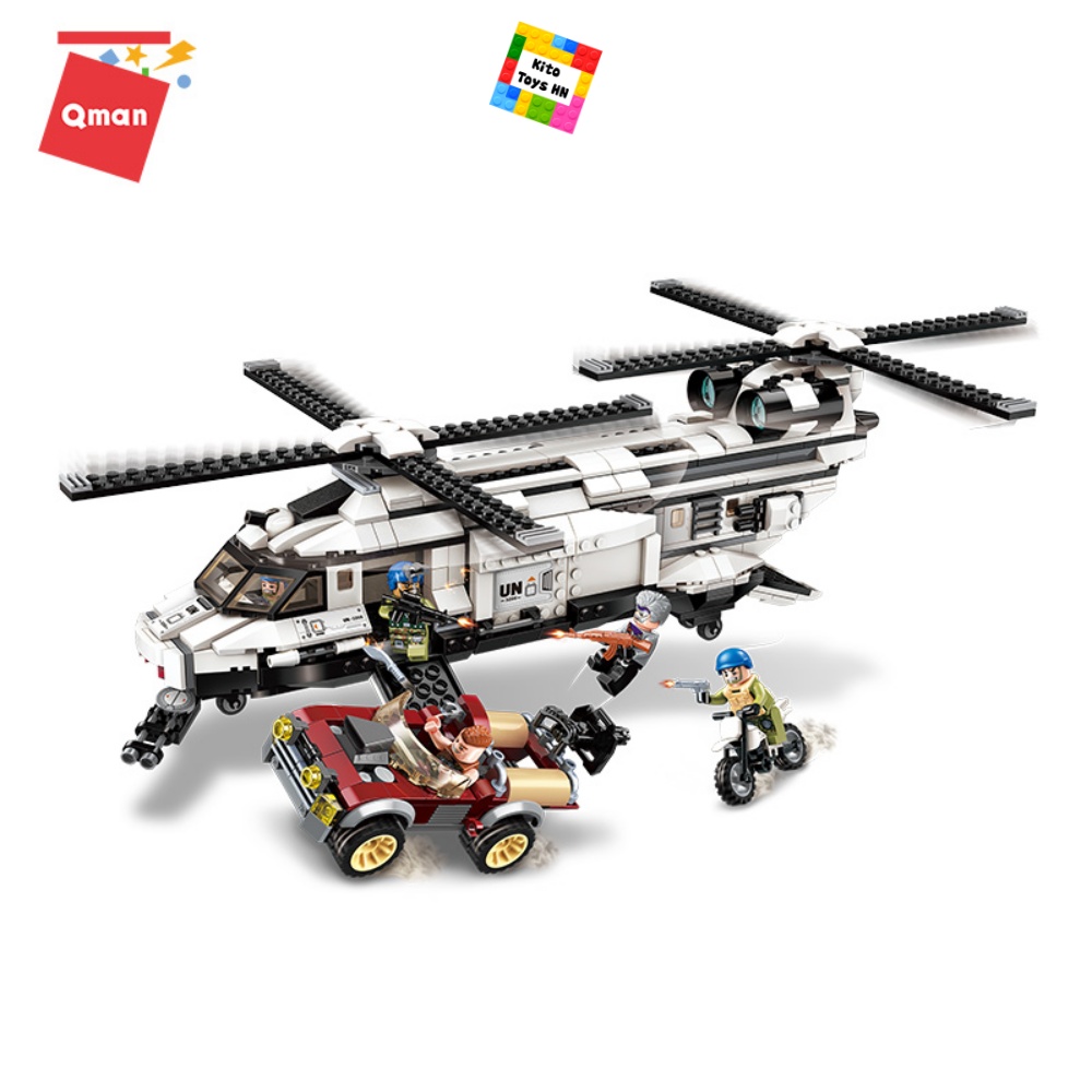 Đồ Chơi Lắp Ráp Lego Quân Sự Qman 3208 Máy Bay Phi Cơ 648 Chi Tiết 5 Minifigures Cho Trẻ Từ 6 Tuổi