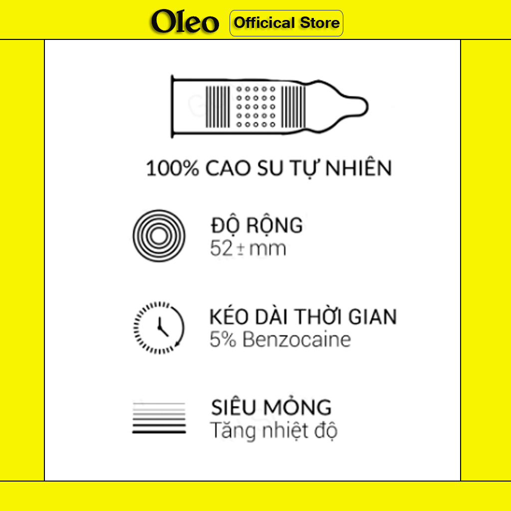 Bao cao su  gân gai Oleolampo Long Shock 4 in 1 Extra Lubricant 12 bao, gai êm nhiều gel tăng cường khoái cảm.