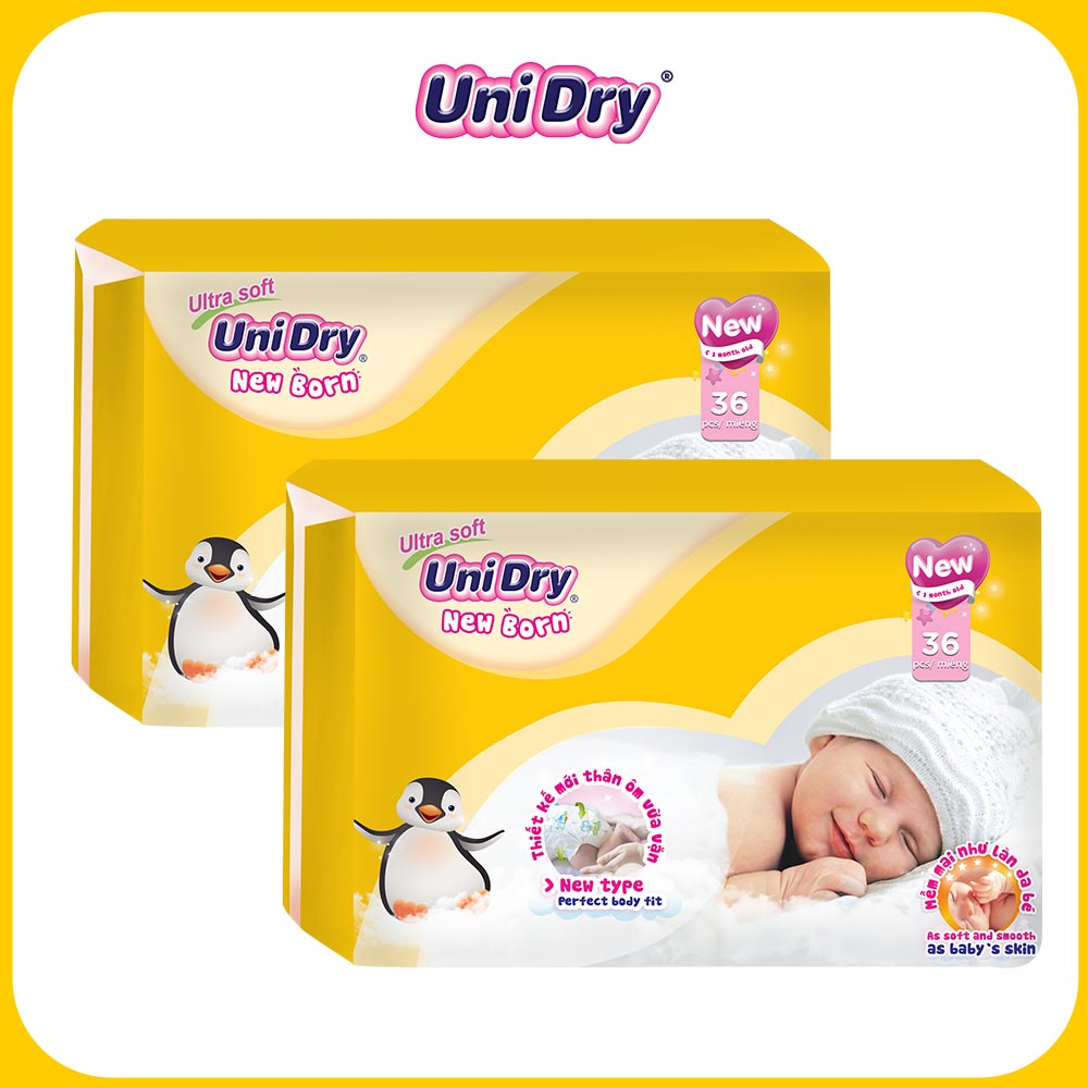 Combo 2 tã dán sơ sinh UniDry Newborn 36 miếng