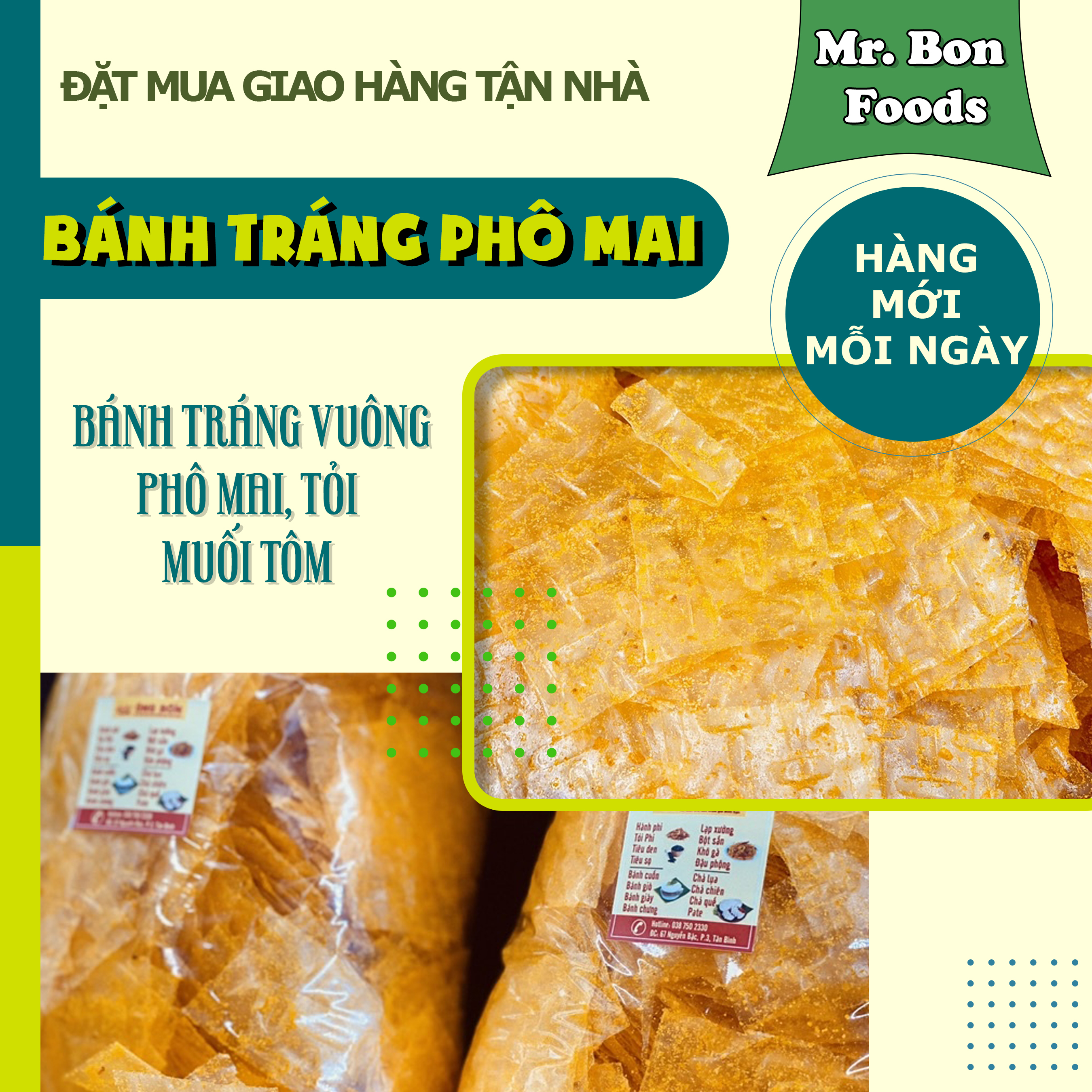 Bánh Tráng Phô Mai Vị Mặn Béo - 1 Túi Lớn Như Hình, Đóng Mới Mỗi Ngày