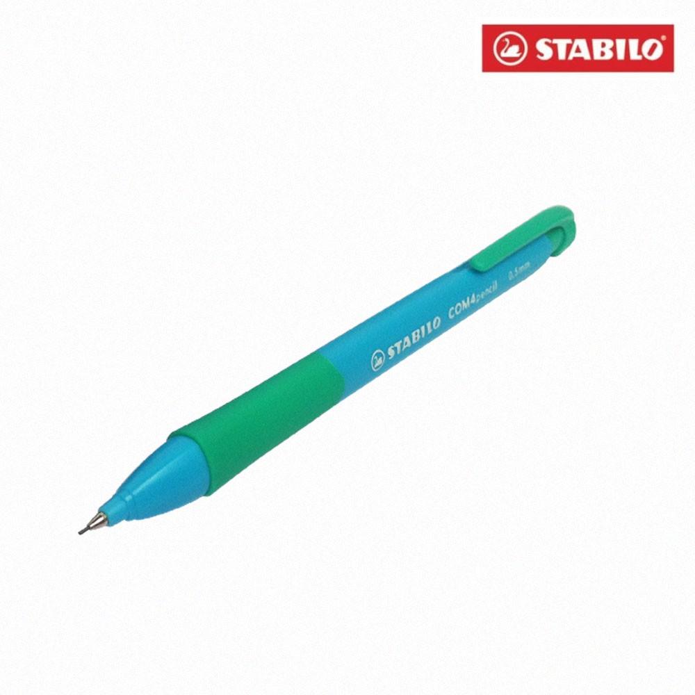 Bộ 1 cây bút chì bấm STABILO COM4pencil 0.5mm (xanh) + ruột PC3206R24-2B + tẩy ExamGrade ER196E (MP6635B-CA)