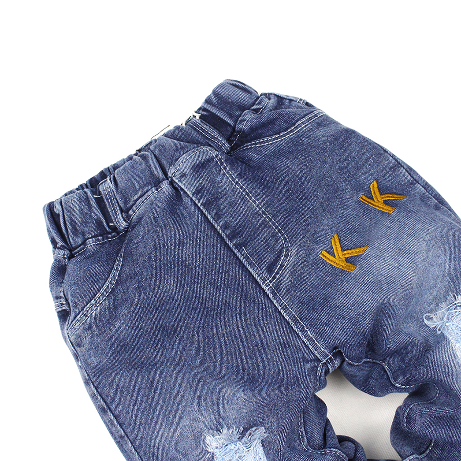 Quần jean dài thời trang thêu chữ KK cho bé trai 0.5-3 tuổi từ 10 đến 15 kg 05061