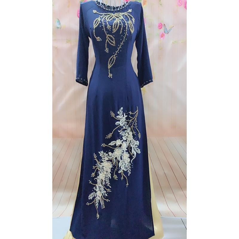 ÁO DÀI CHO MẸ-ÁO DÀI DỰ TIỆC-XANH ĐEN - đủ size - ảnh thật 100%