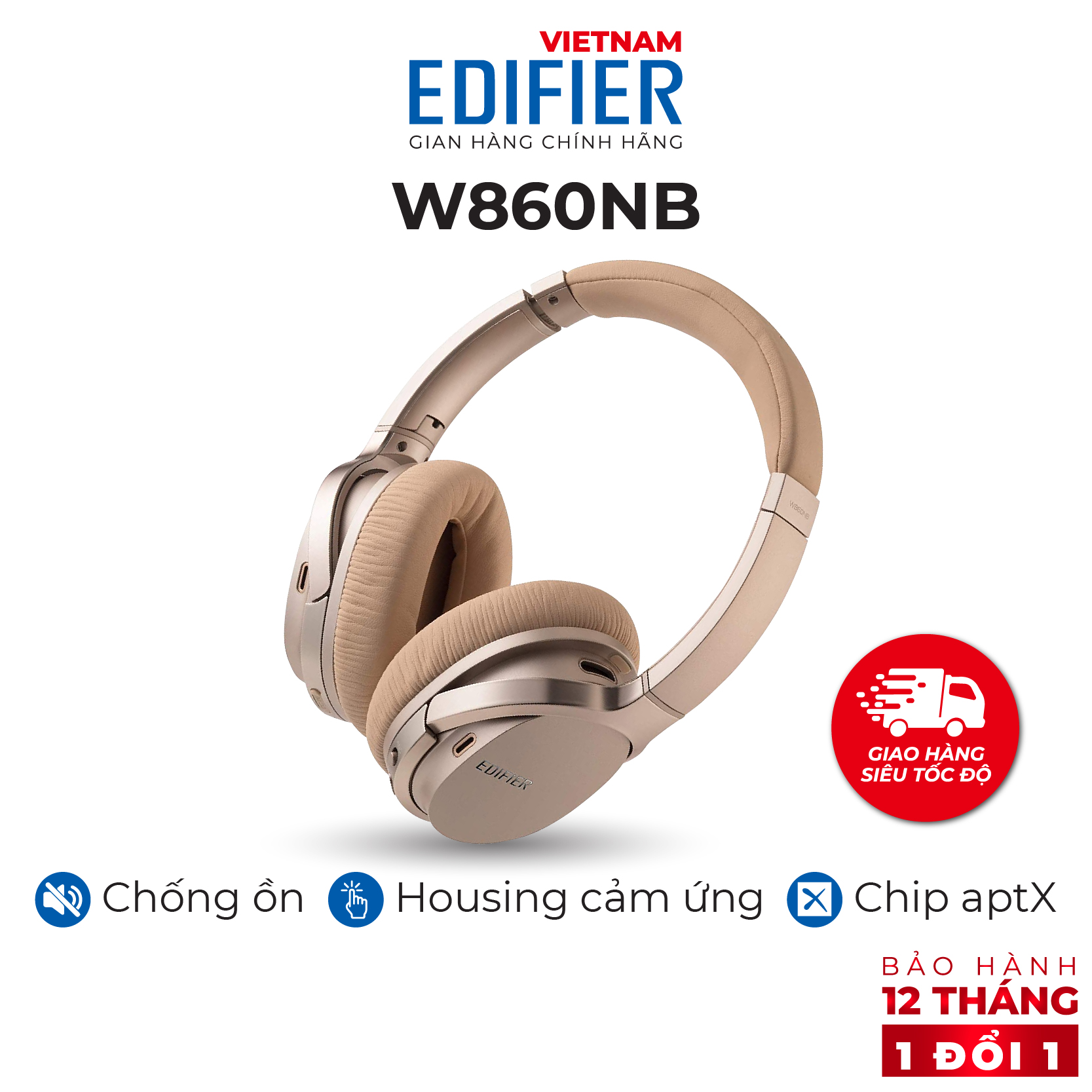 Tai nghe Bluetooth EDIFIER W860NB Chống ồn Chạy 25 giờ liên tục - Hàng chính hãng