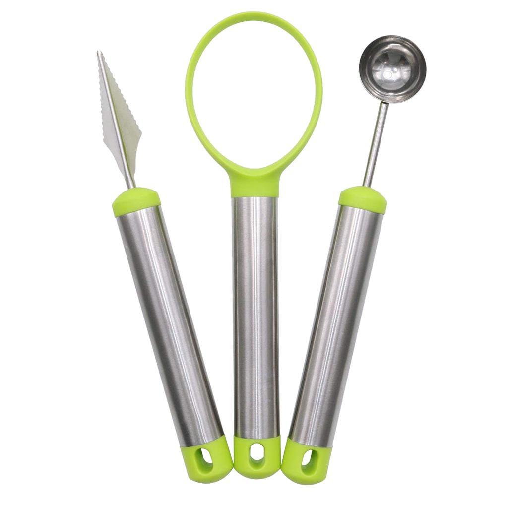 3 Piece Set Stainless Steel Melon Baller Carving Tool Fruit