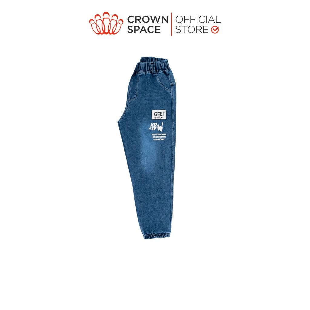 Quần Jeans Bé Trai Crown Space Cao Cấp CKBL2711404-Siêu Nhẹ Chống Nhăn, Xanh Pastel Chuẩn Anh Quốc Size 22kg-36kg