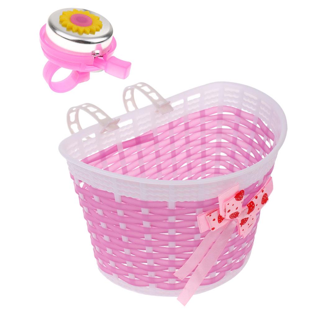 Trẻ Em Bé Gái Xe Đạp Giỏ Phía Trước Xe Đạp Mua Sắm Ổn Định + Chuông Sừng-quốc tế