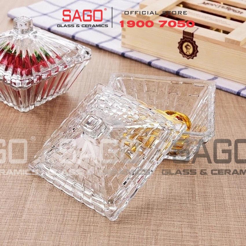 Thố Mứt Thủy Tinh Kim Cương Delisoga Đựng mứt