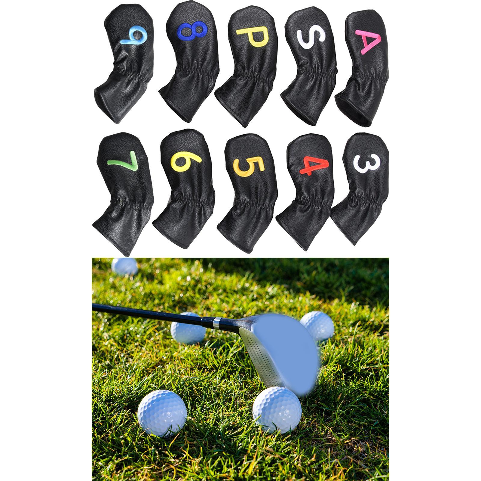 Leather Golf Irons Head Covers Embroidery Number, Golf Head Protector Guard