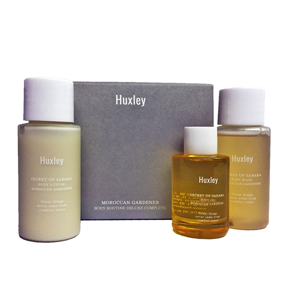 Bộ 3 sản phẩm chăm sóc cơ thể mini Huxley Body Routine Deluxe Complete; Moroccan Gardener (Body Wash, Body Oil, Body Lotion)