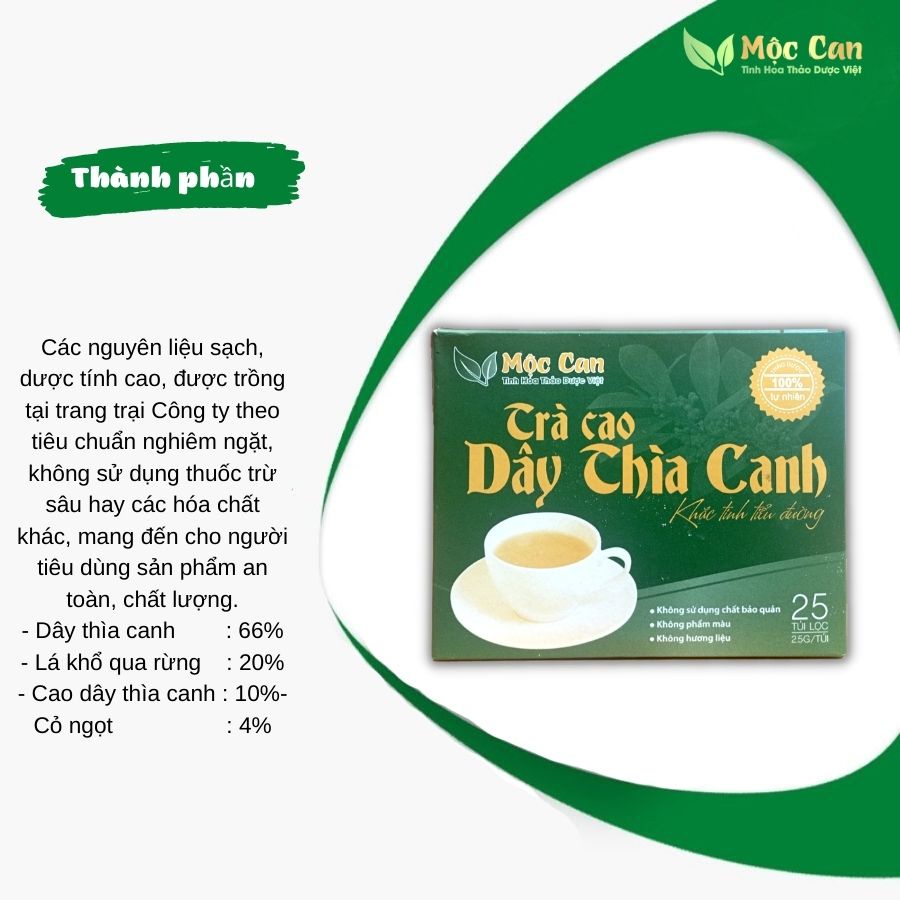 Trà cao dây thìa canh túi lọc Mộc Can hạ đường huyết ngăn ngừa biến chứng tiểu đường gói 25 túi