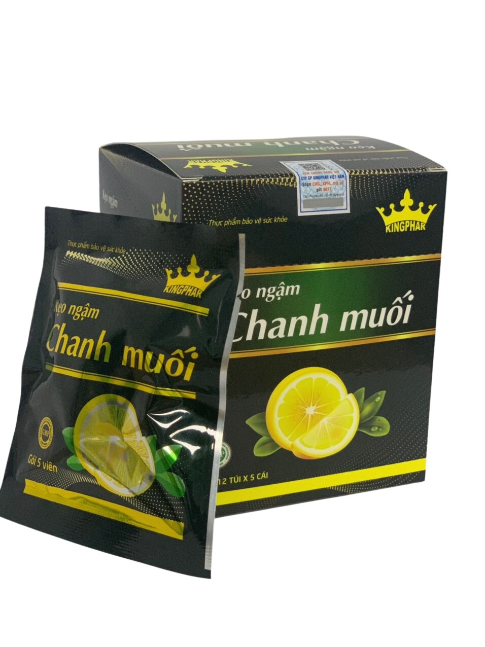 ￼Kẹo ngậm Chanh muối Kingphar ( hộp 12 gói * 5 viên)