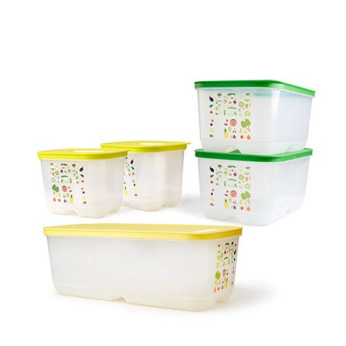 Bộ Hộp Trữ Mát Rau Củ Ventsmart 5 Tupperware, Hộp Có Nút Hô Hấp Giúp Trái Cây Tươi Lâu Hơn, Hộp Biết Thở