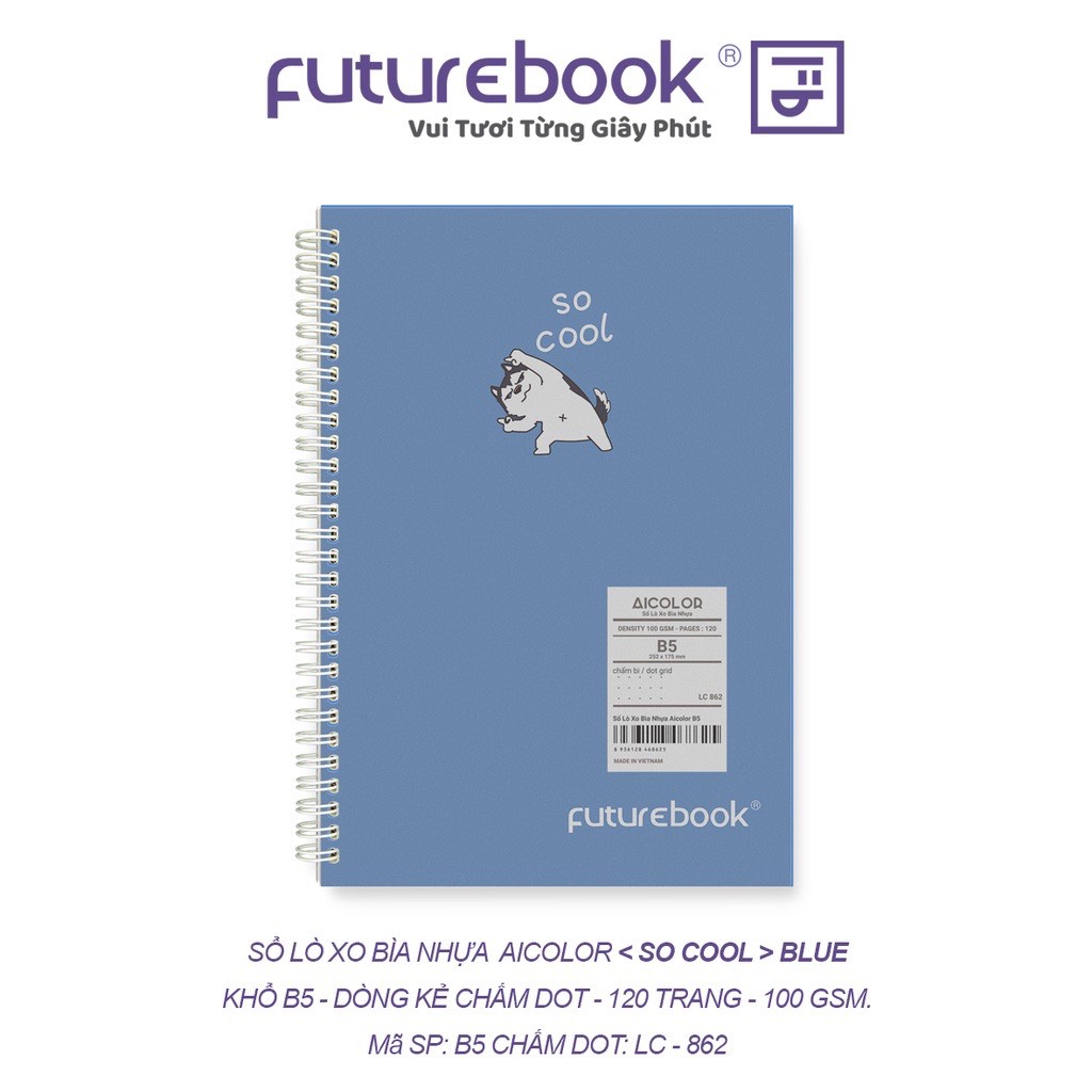 FUTUREBOOK (Có Nhiều Mẫu)-Sổ Lò Xo Bìa Nhựa AICOLOR B5_Chấm Dot_120Trang_Định Lượng 100Gsm. MÃ SP LC862 (Giao mẫu nhiên)