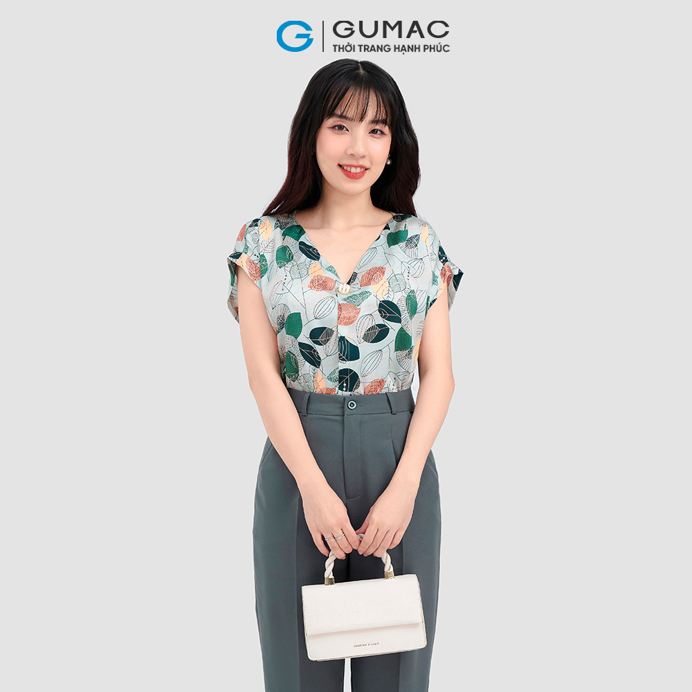 Áo kiểu tay liền phối nút GUMAC LA1009