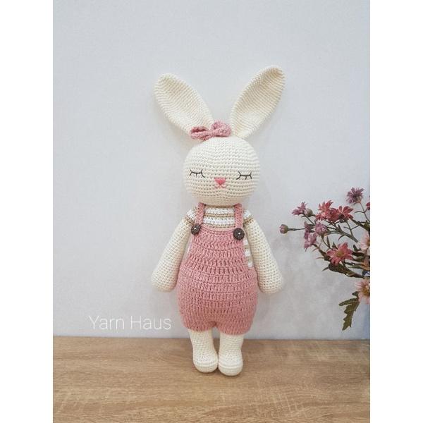 Thú móc len cao cấp -  Thỏ lala sọc yếm hồng Babi Haus