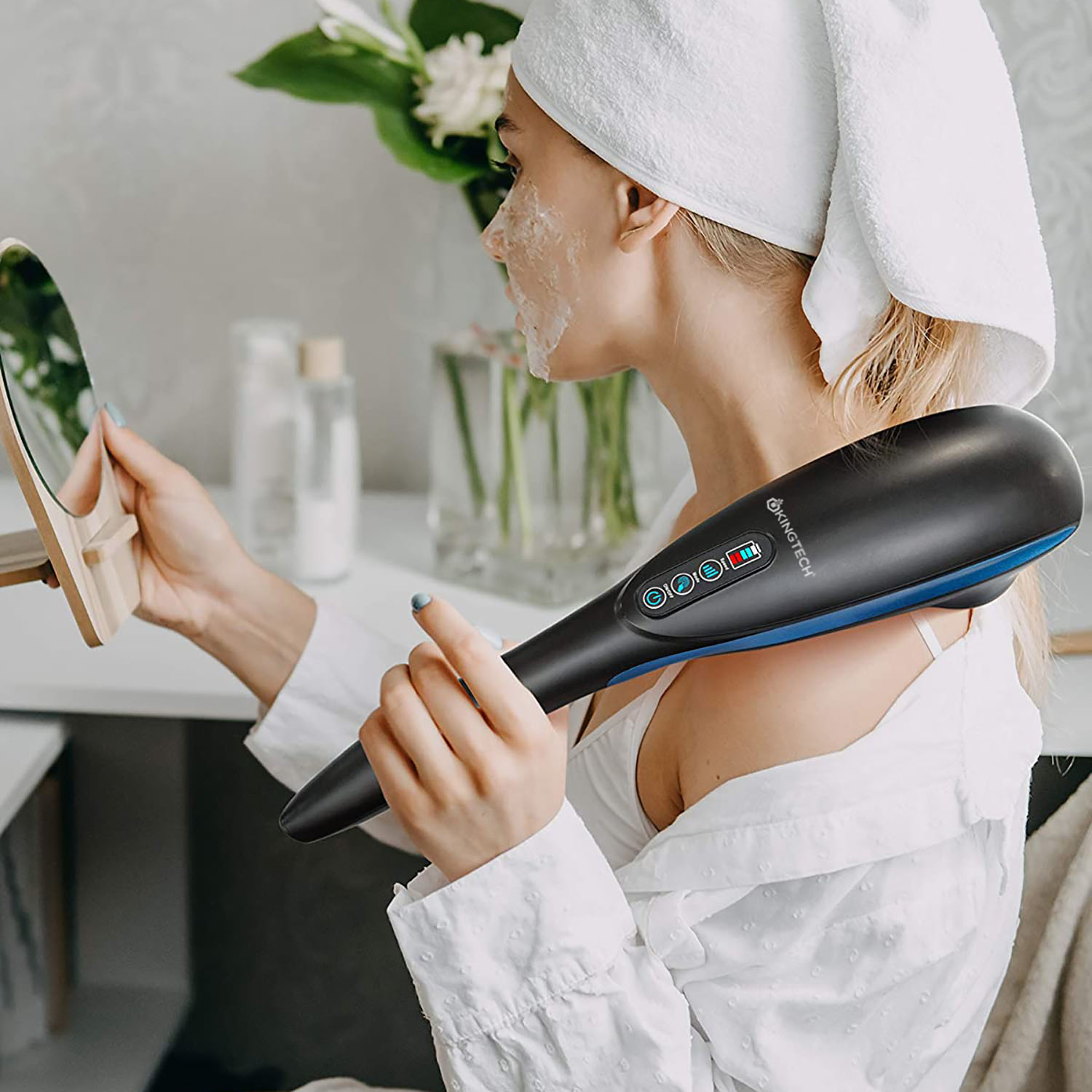 Máy Massage Cầm Tay Đa Năng Cao Cấp KINGTECH LUX-900 - Mát Xa Toàn Thân, Chuyên Sâu Cho Lưng, Cổ, Vai, Gáy Cánh Tay - Chính Hãng