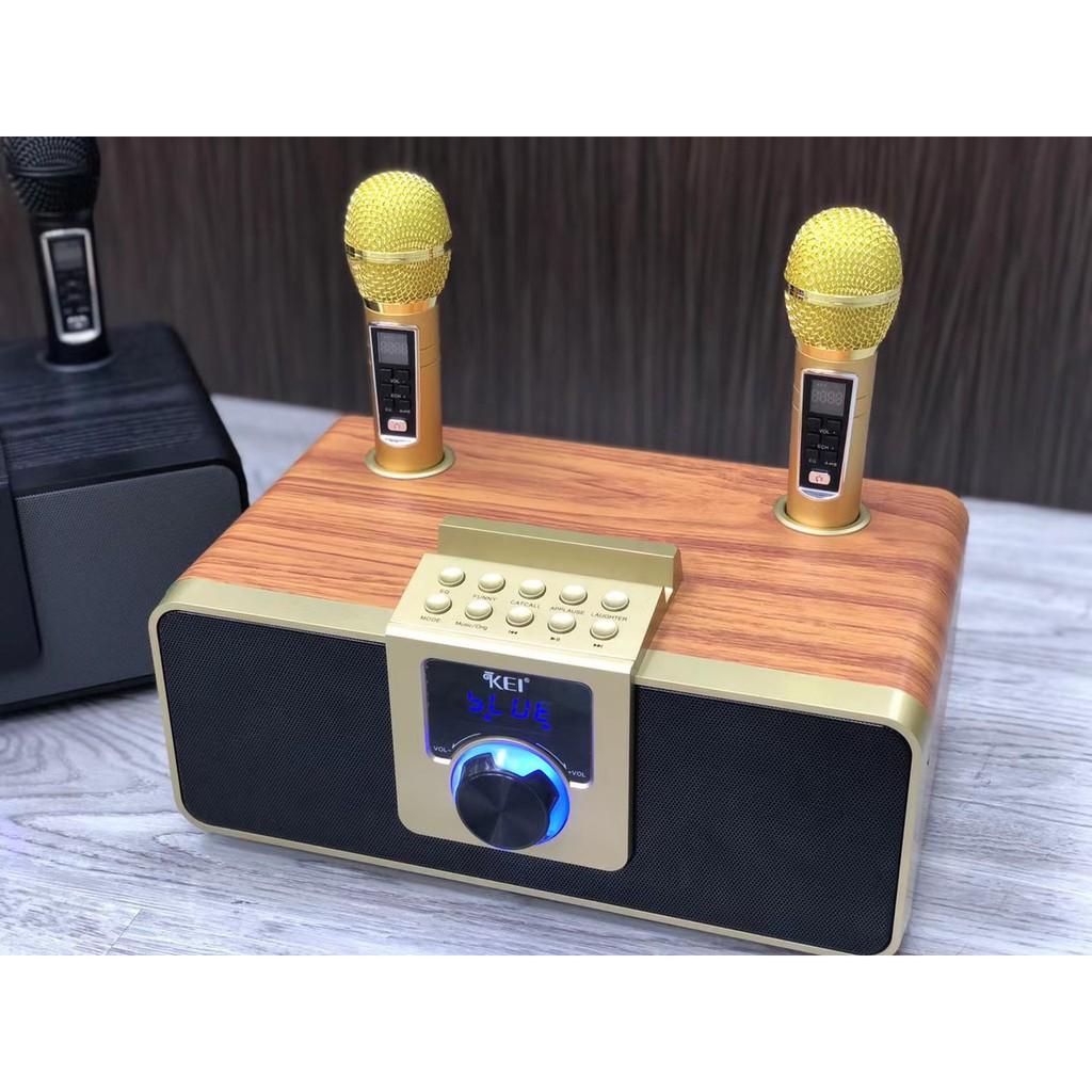 Loa karaoke bluetooth KEI K08 - Tặng kèm 2 micro không dây có màn hình LCD