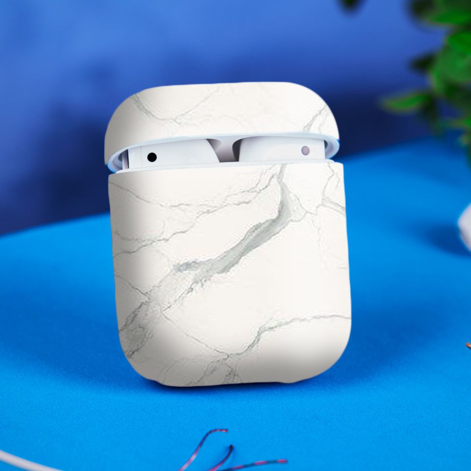 Miếng dán skin chống bẩn cho tai nghe AirPods in hình đá xám - dah005 (bản không dây 1 và 2