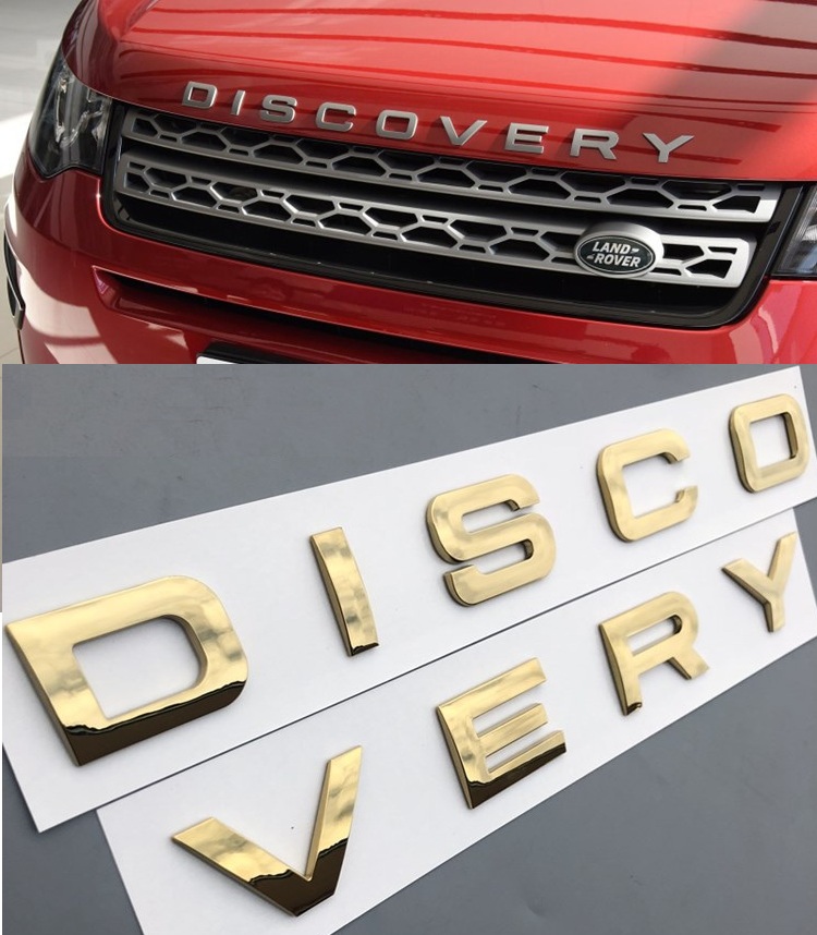 Decal Tem Chữ Discovery 3D Dán Trang Trí Ô Tô Màu Vàng AZONE