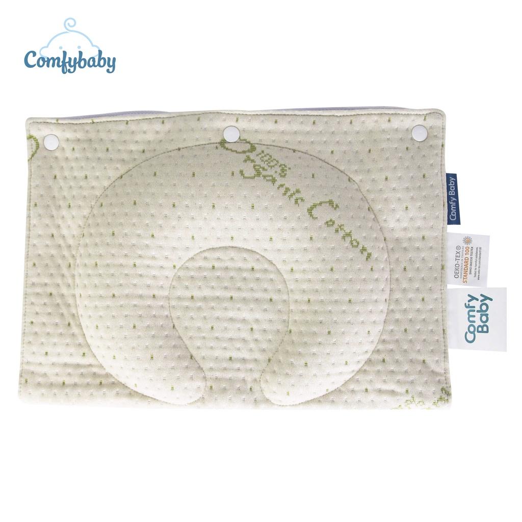 Gối lõm chống bẹt đầu cho bé sơ sinh kiêm kê tay cho bé bú - Air mesh siêu Bamboo siêu thoáng kháng khuẩn Comfybaby- N04