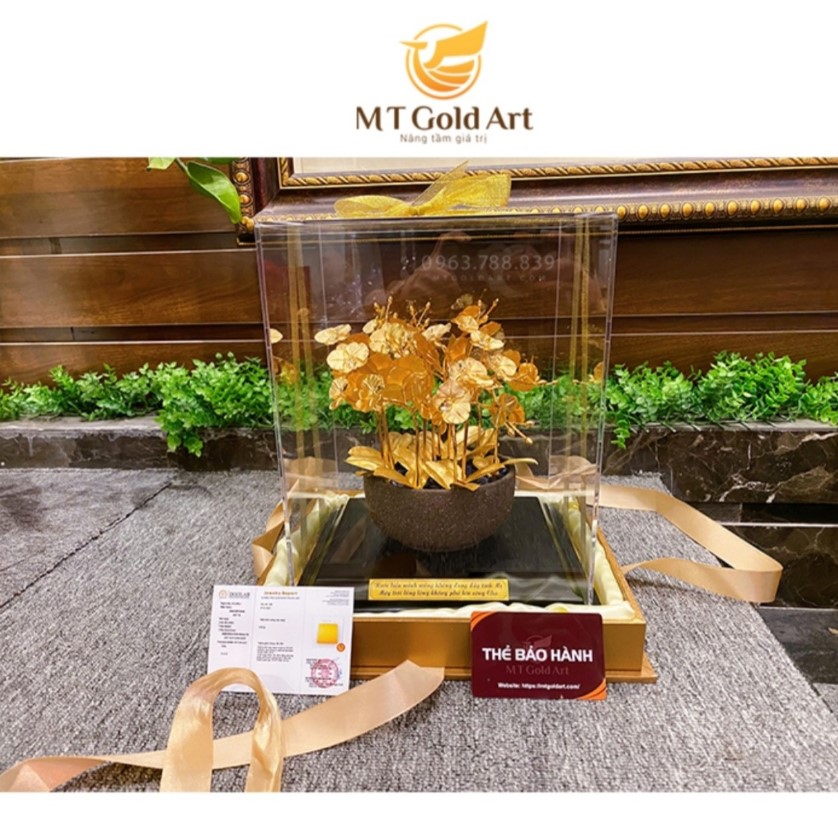 chậu hoa lan 12 nhánh MT Gold Art(30x26x20 cm)- Hàng chính hãng đồ trang trí nội thất, phòng làm việc, quà tặng sếp, khách hàng, đối tác