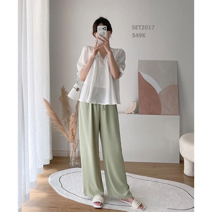 Set bộ đồ bầu voan xốp đi chơi đi làm SET2017 - hình thật ở cuối