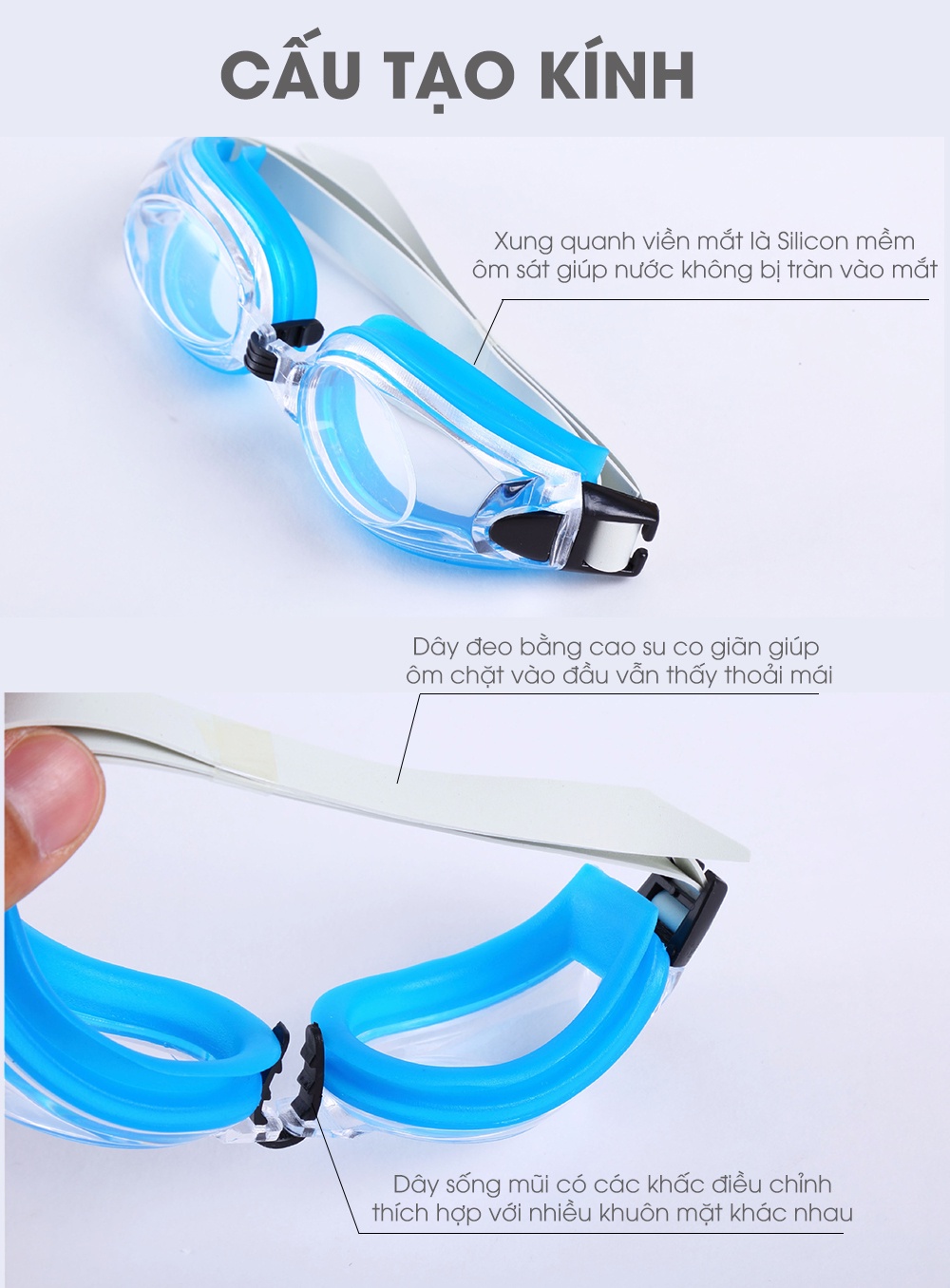Kính Bơi Chống Thấm Nước Nhiều Màu Sắc Tùy Chọn, Kính Bơi Silicon Cao Cấp Có Hộp Đựng - Chính hãng MINIIN