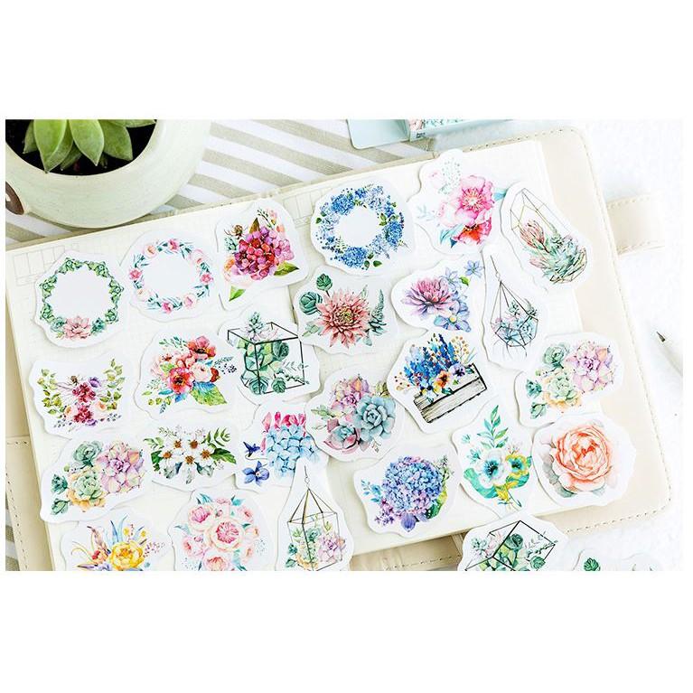 Bộ 45 Sticker Hàn Quốc hình hoa đẹp dán trang trí E02