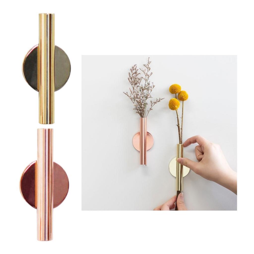 2Pcs Wall-Mounted Flower Tube Wall Hanging Metal Vase Iron Art Decor, 4''H