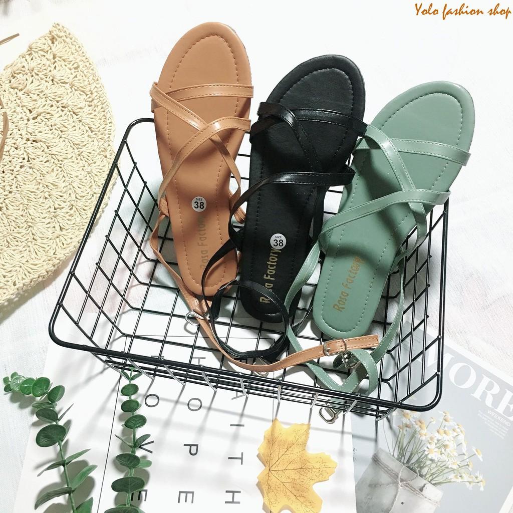 Kèm hình thật-SB8-Sandal nữ đế bằng quai đan chéo siêu xinh