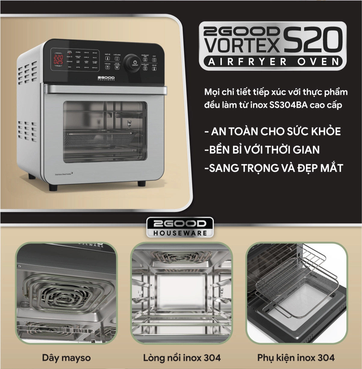 Nồi chiên không dầu 2GOOD Vortex S-20 Air Fryer Oven