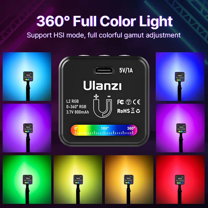 Đèn led COB Ulanzi L2 RGB dung lượng pin 800mAh tích hợp nam châm cùng 11 chế độ hiệu ứng sáng - Hàng Chính Hãng. ULANZI L2 RGB COB Video Light Mini Cube Lights, LED Camera Light 360° Full Color Portable Photography Video Lighting,11 Dynamic Light Effects