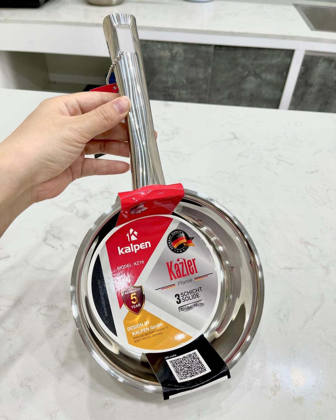 Chảo Inox 3 Lớp Liền Khối Không Chống Dính Kalpen Kazler 16cm - Hàng chính hãng